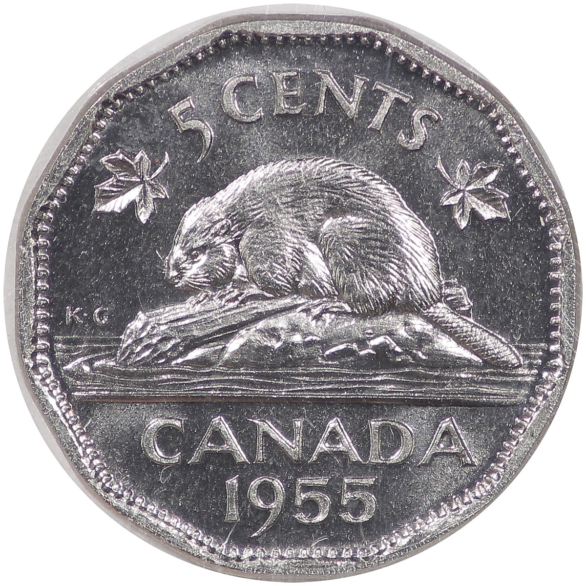 1955 Canada 5-cents ICCS Certified PL65 Heavy Cameo