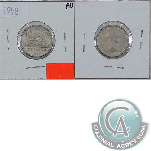 1958 Canada 5-cents Almost Uncirculated (AU50)