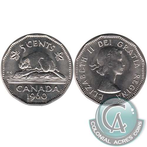 1960 Bald Beaver Canada 5-cents Brilliant Uncirculated (MS63)