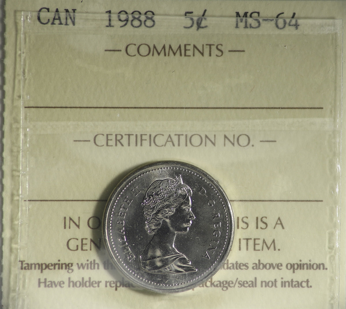 1984 Canada 5-cents ICCS Certified MS64