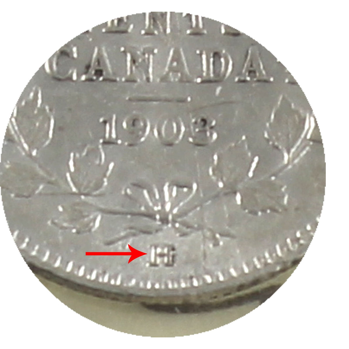 1903H Large H Canada 5-cents ICCS Certified AU50