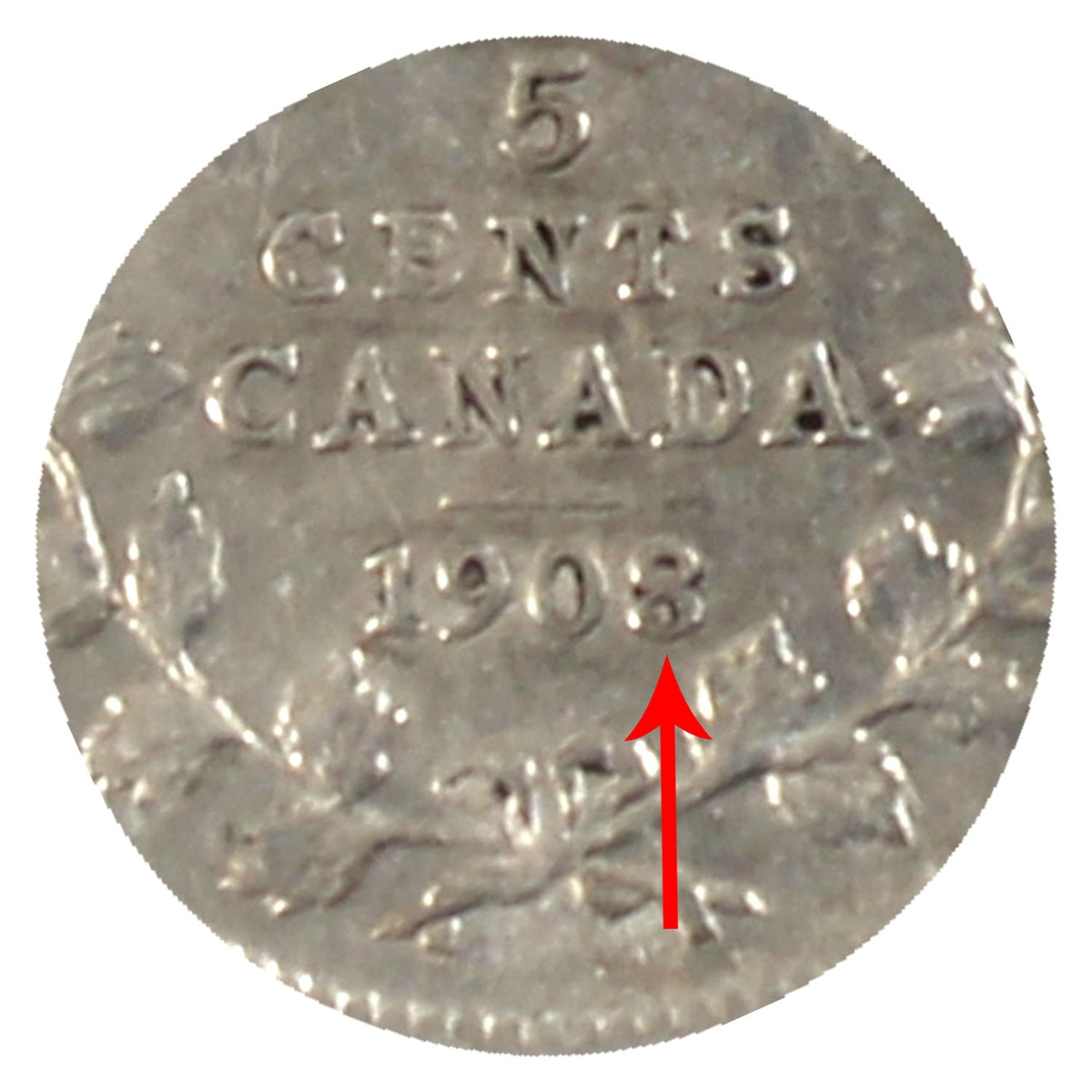 1908 Small 8 Canada 5-cents ICCS Certified EF45