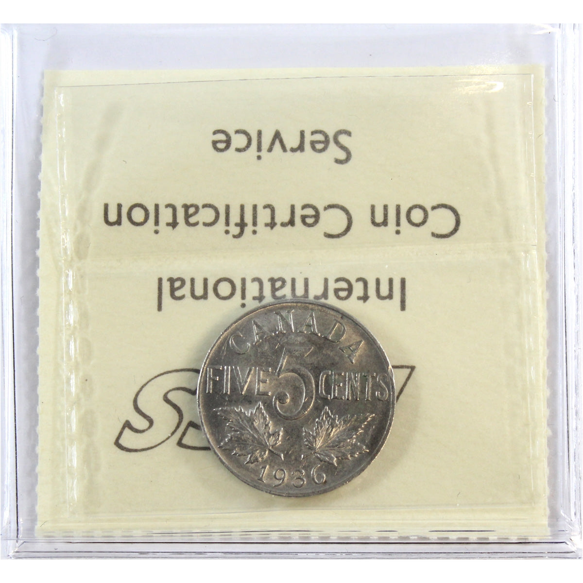 1936 Canada 5-cents ICCS Certified AU50