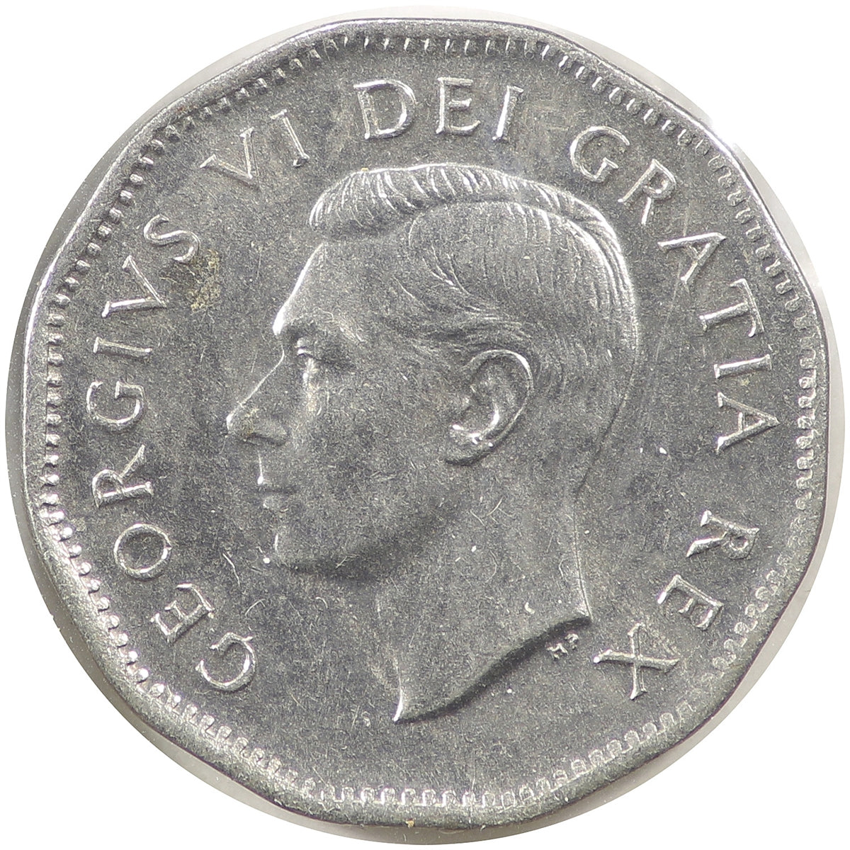 1951 Refinery Half Moon Canada 5-cents Almost Uncirculated (AU50)