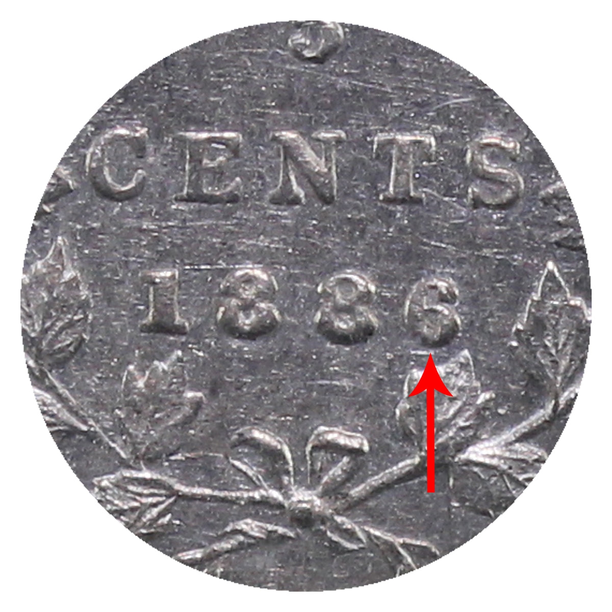 1886 Large 6 Canada 5-cents ICCS Certified EF40
