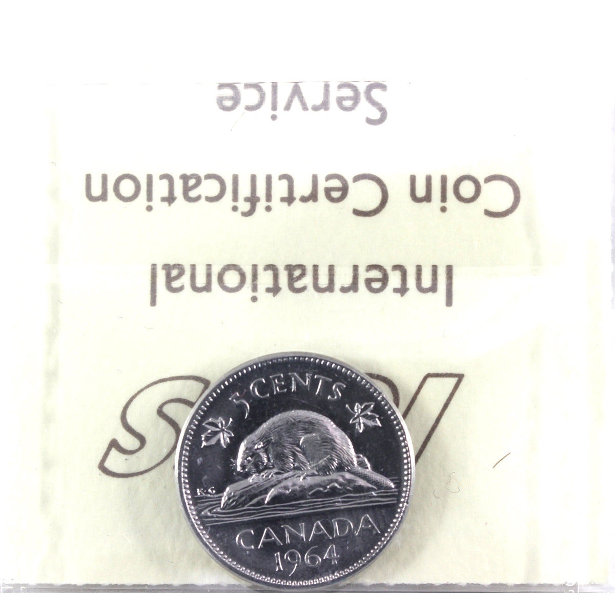 1964 Extra Water Line Canada 5-cents ICCS Certified MS62