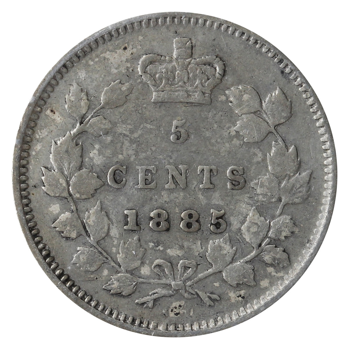 1885 Small 5/5 Canada 5-cents ICCS Certified F12