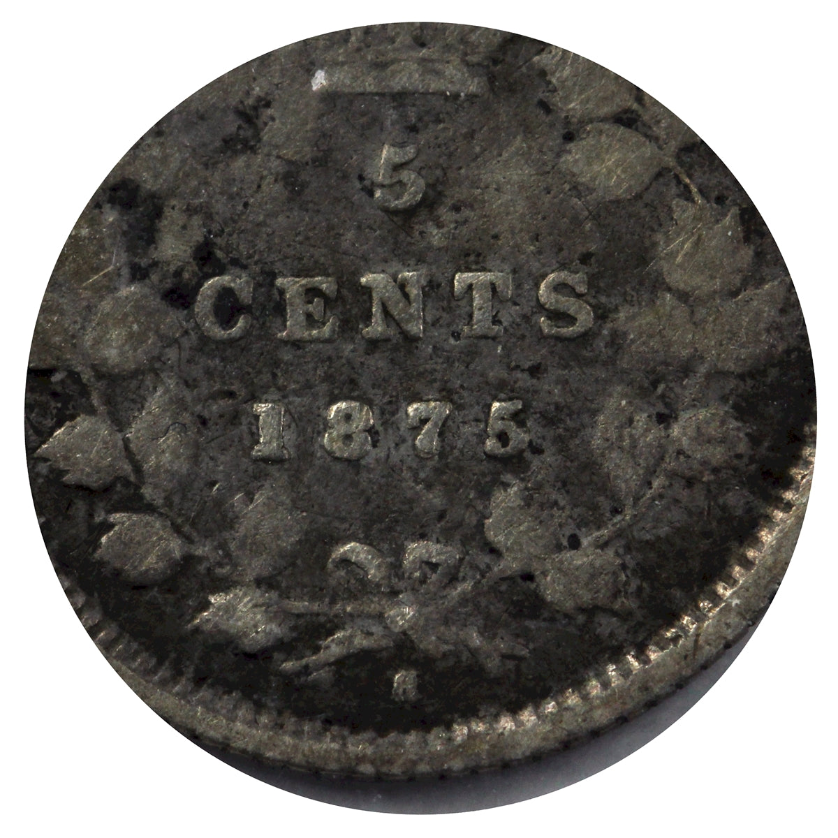 1875H Small Date Canada 5-cents ICCS Certified AG3 (MH 409)