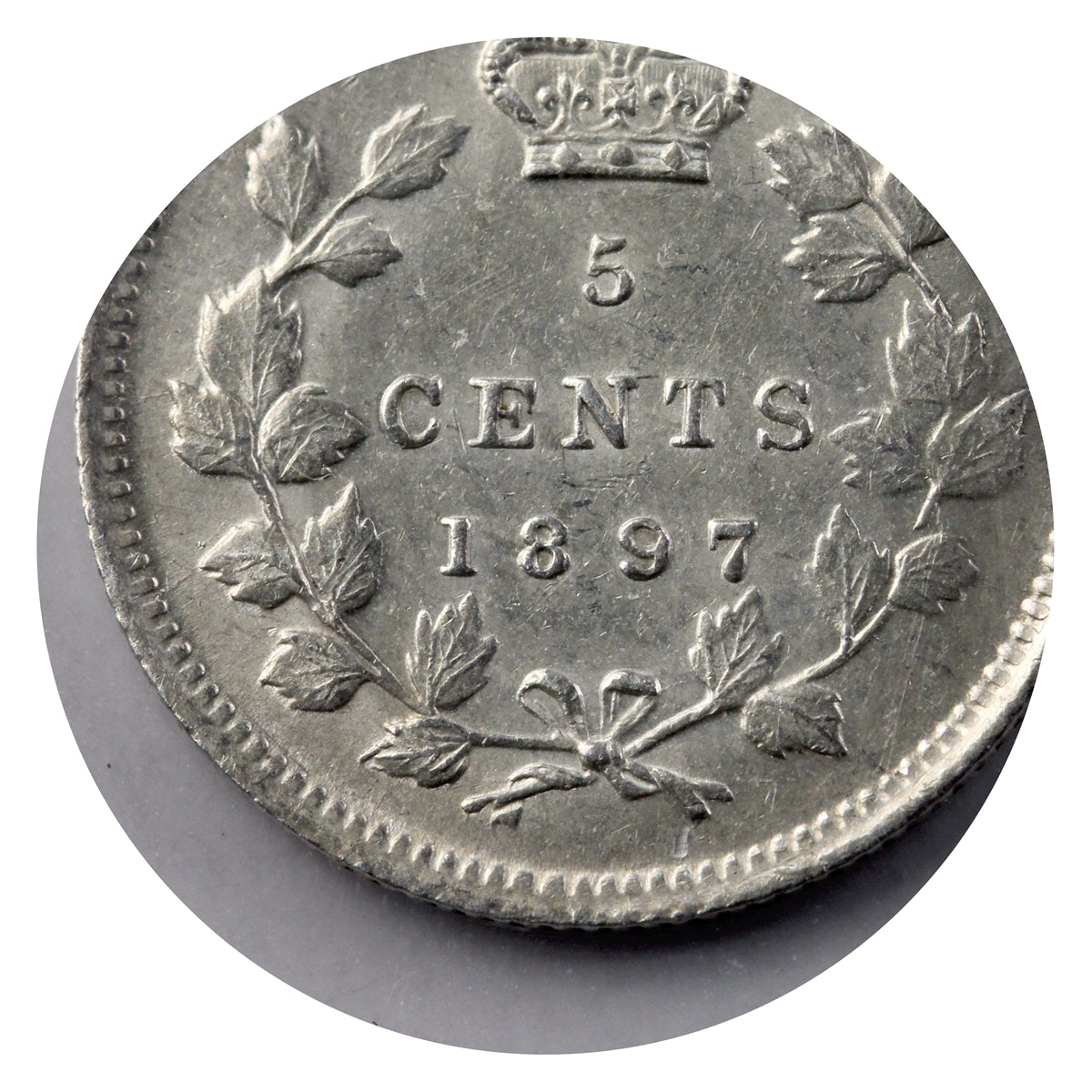 1897 Slender 8 Canada 5-cents ICCS Certified AU50