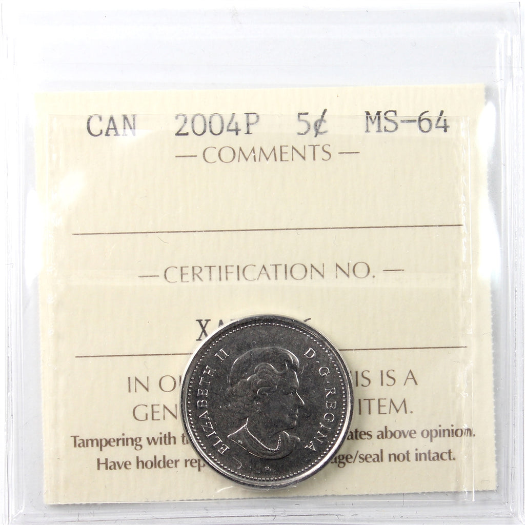 2004P Canada 5-cents ICCS Certified MS64