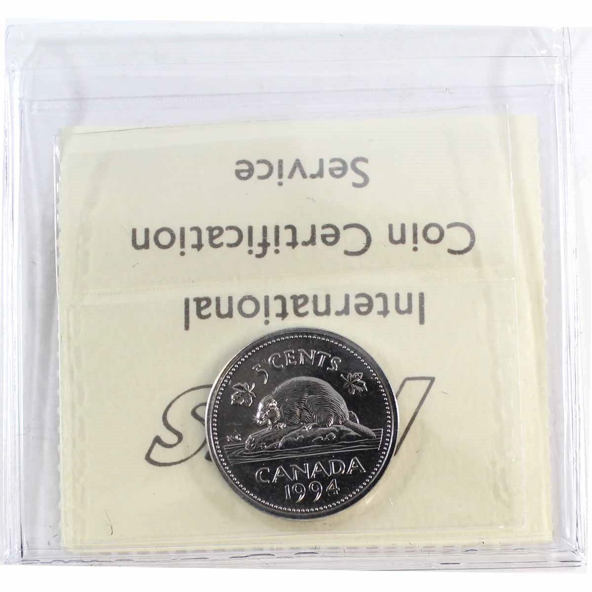 1994 Canada 5-cents ICCS Certified SP67