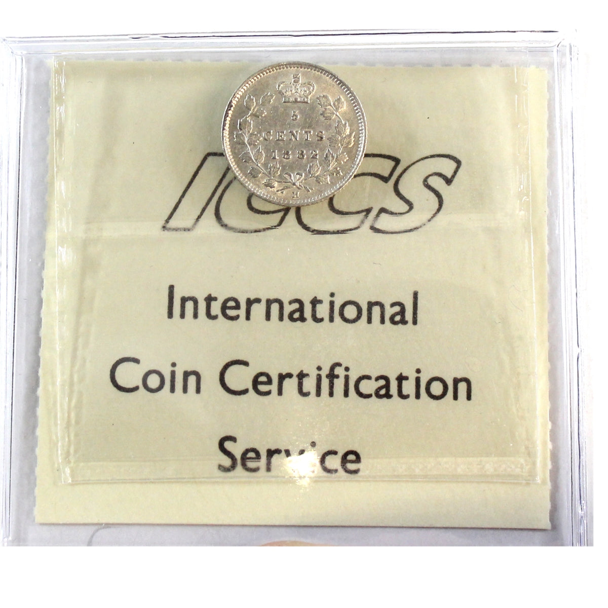 1882H Canada 5-cents ICCS Certified AU50