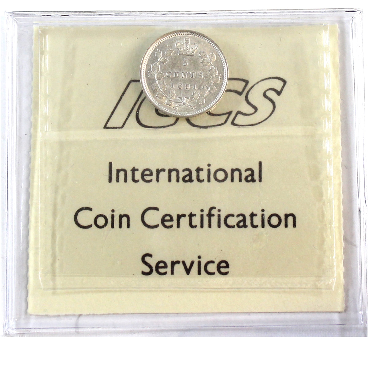 1891 Obv. 5 Canada 5-cents ICCS Certified AU50