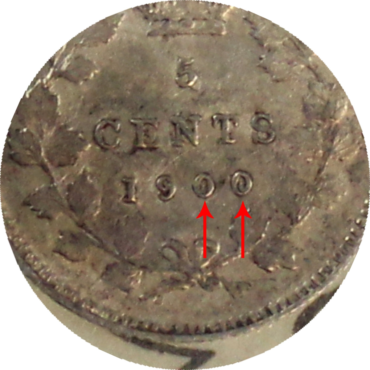 1900 Oval 0's Canada 5-cents ICCS Certified VF30