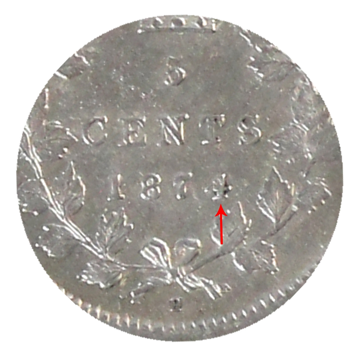 1874H Plain 4 Canada 5-cents ICCS Certified EF45