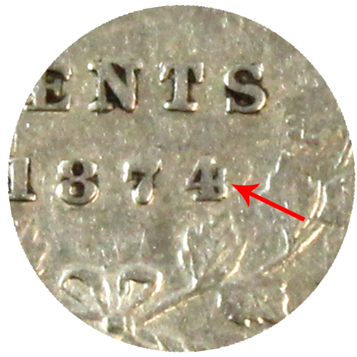 1874H Crosslet 4 Canada 5-cents EF-AU (EF45) $