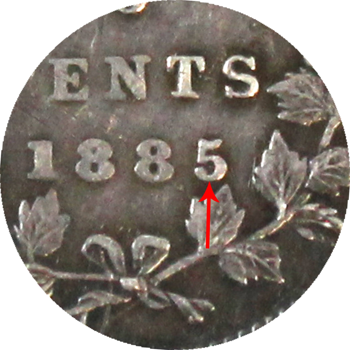 1885 Small 5 Canada 5-cents Extra Fine (EF40) $