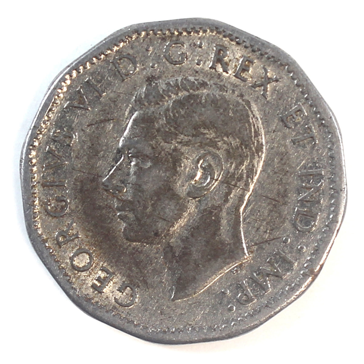 1944 No Chrome Canada 5-cents F-VF (F-15)