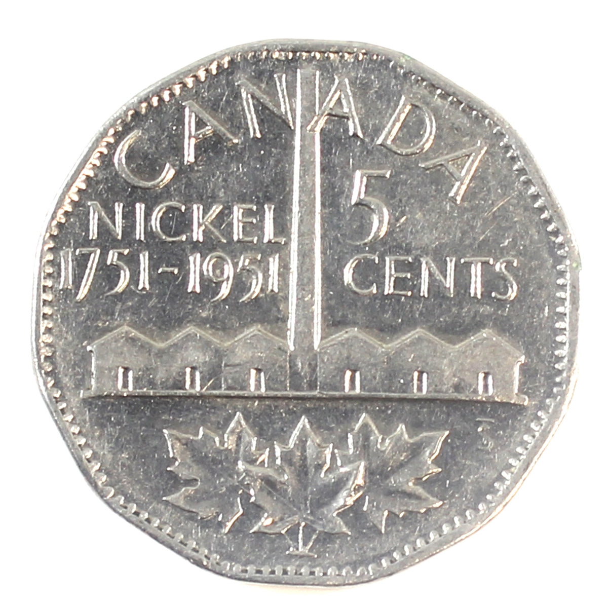 1951 Refinery Half Moon Canada 5-cents Extra Fine (EF-40)