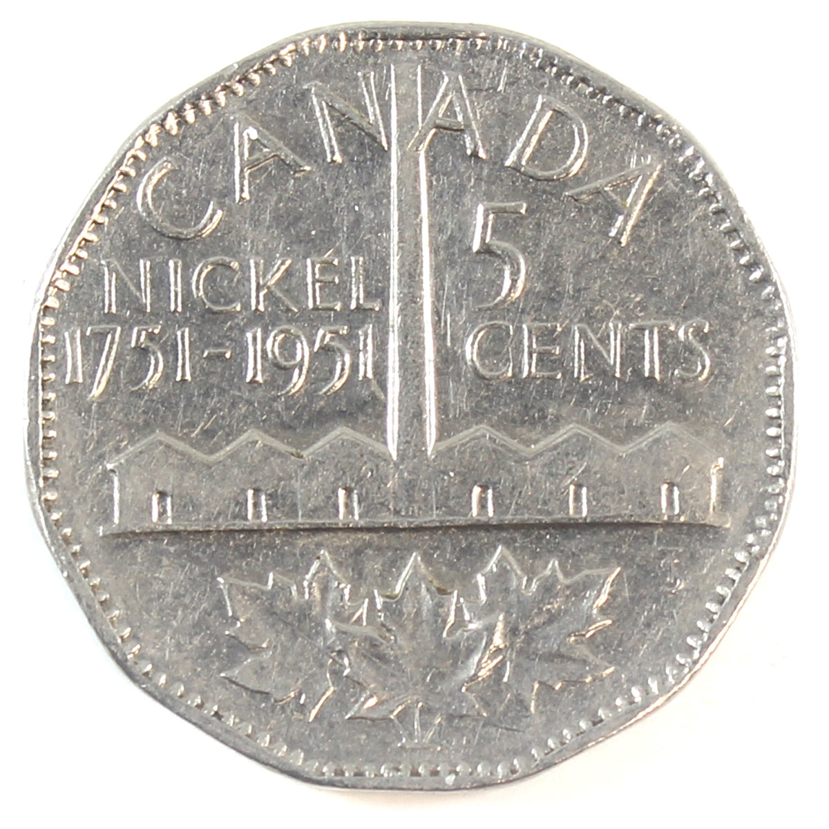 1951 Refinery Half Moon Canada 5-cents VF-EF (VF30)