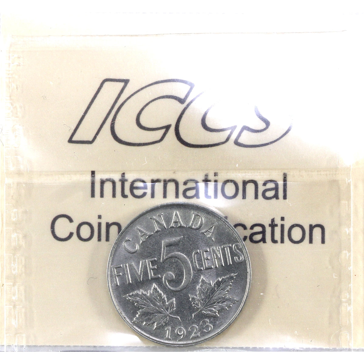 1923 Canada 5-cents ICCS Certified AU50