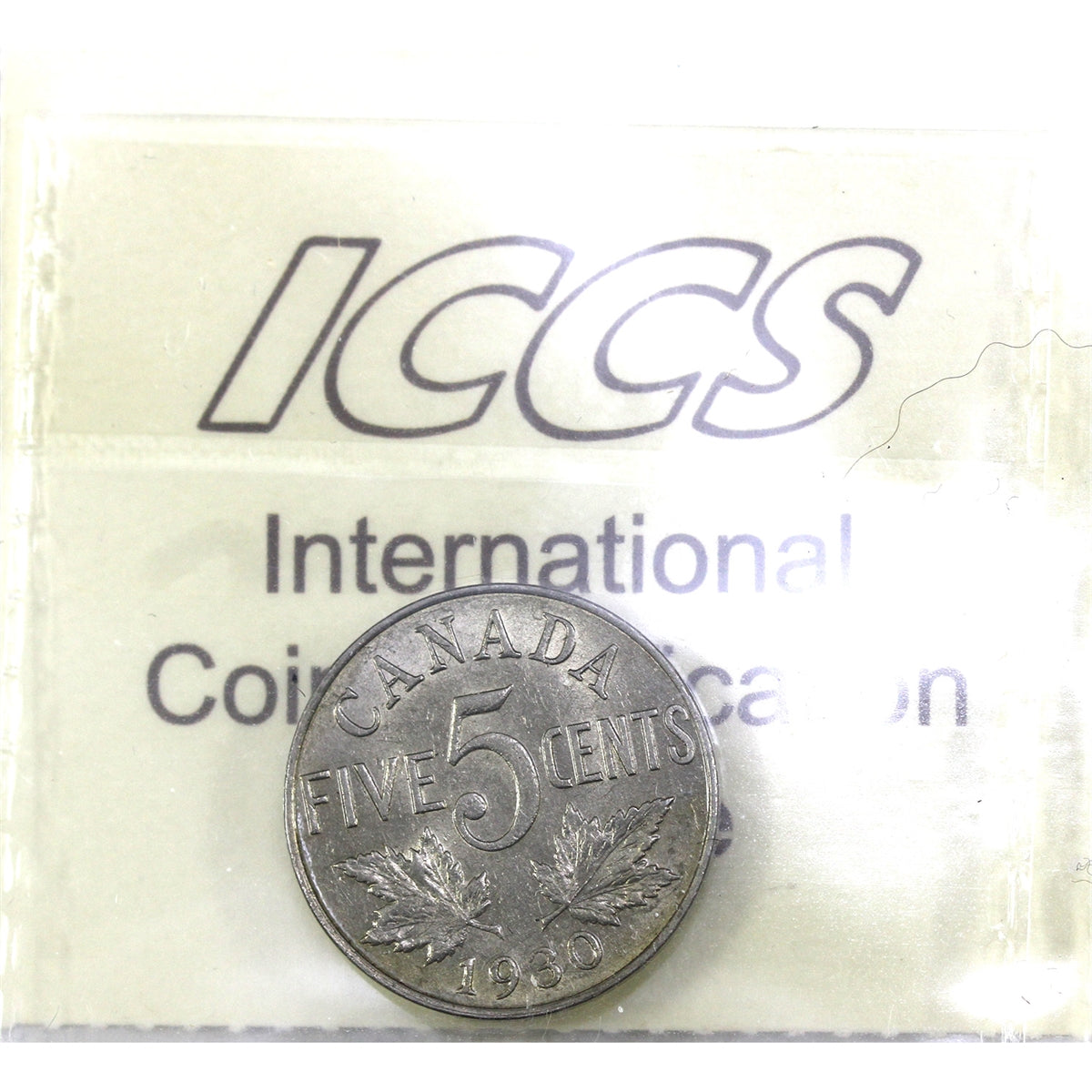 1930 Canada 5-cents ICCS Certified AU50