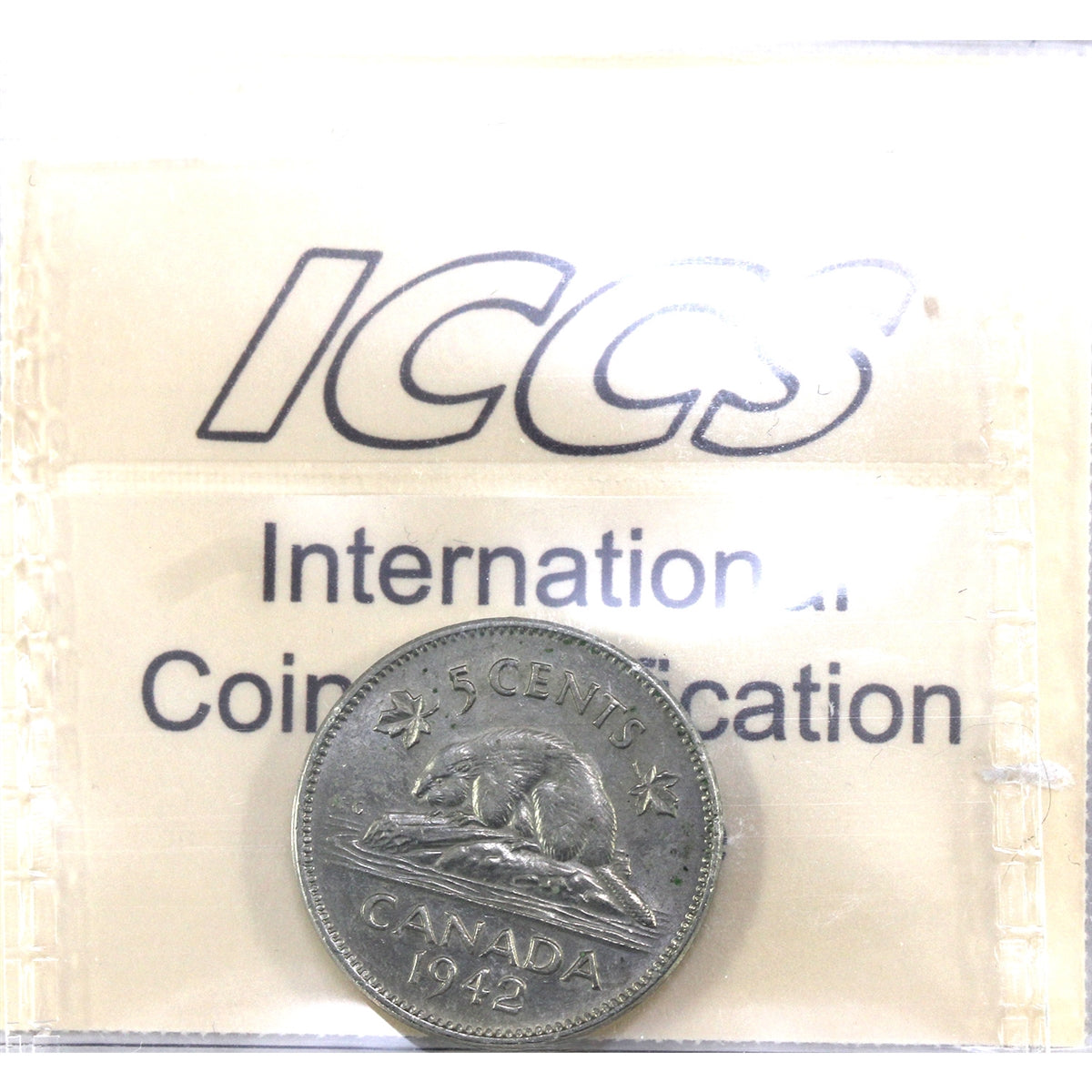 1942 Nickel Canada 5-cents ICCS Certified AU55