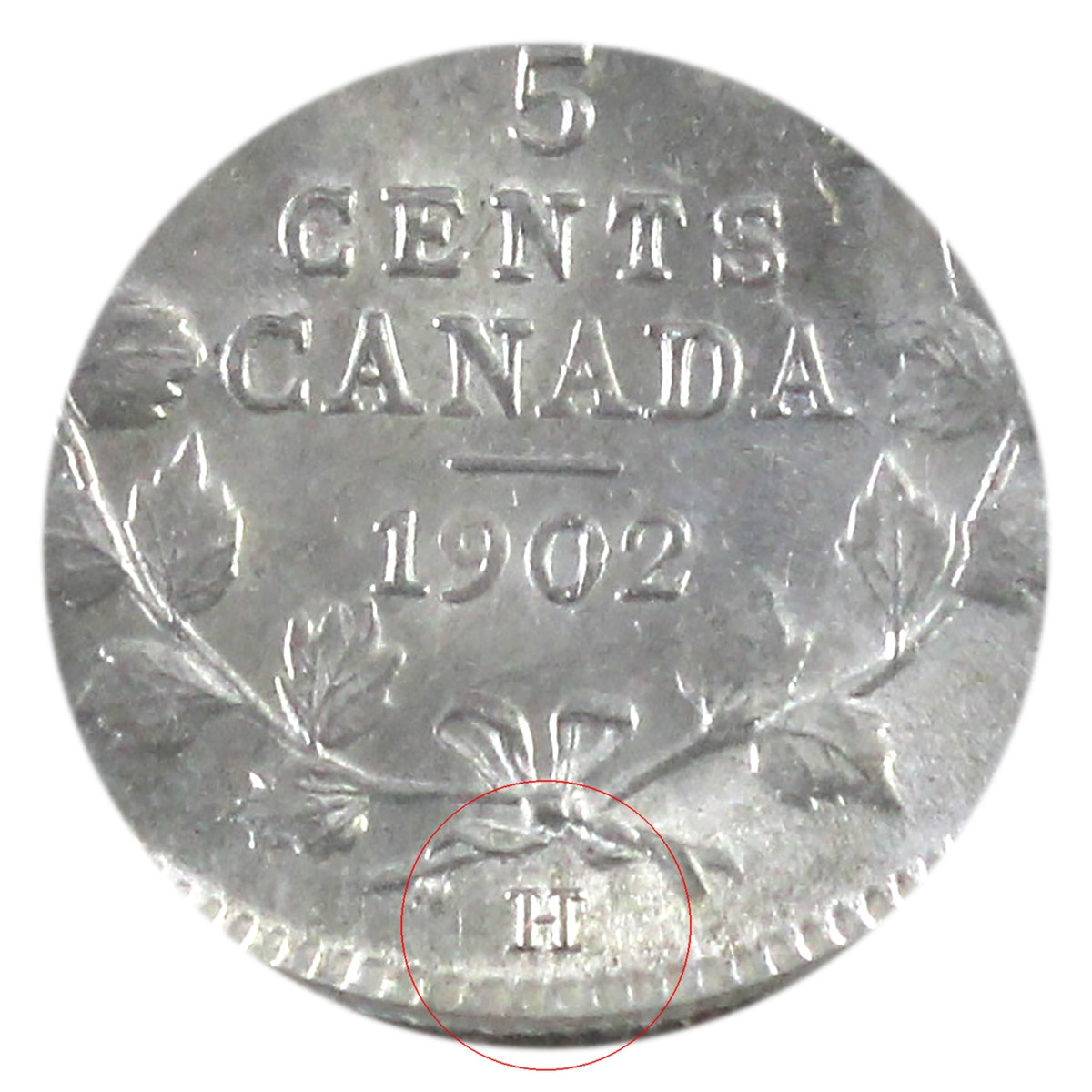 1902H Large H Canada 5-cents ICCS Certified MS63