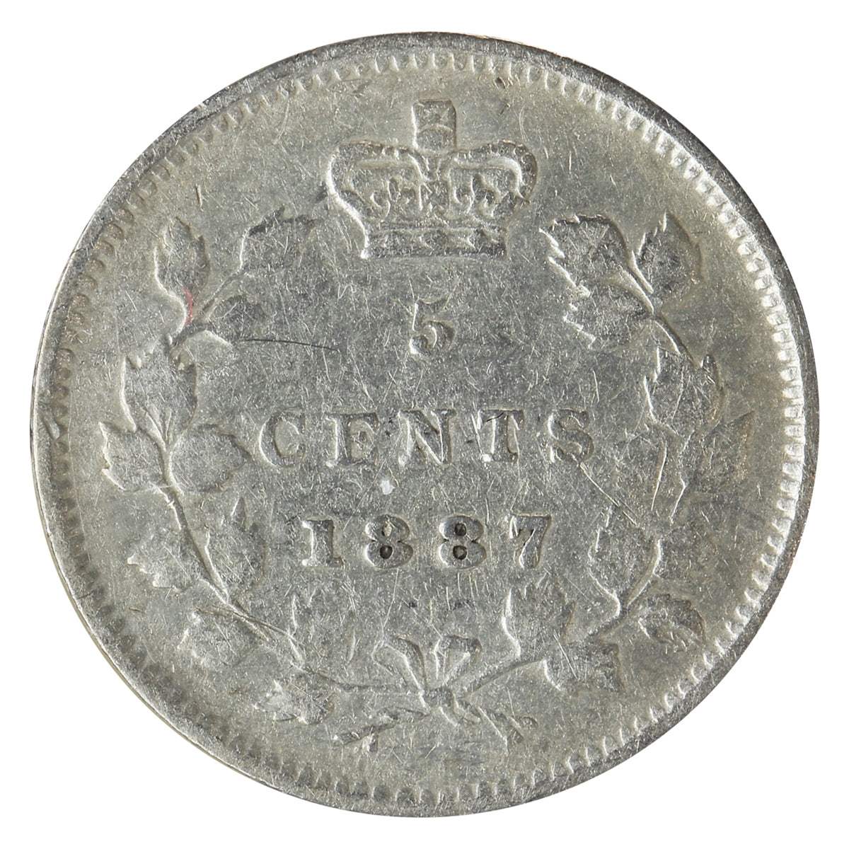 1887 7/7 Canada 5-cents ICCS Certified F15