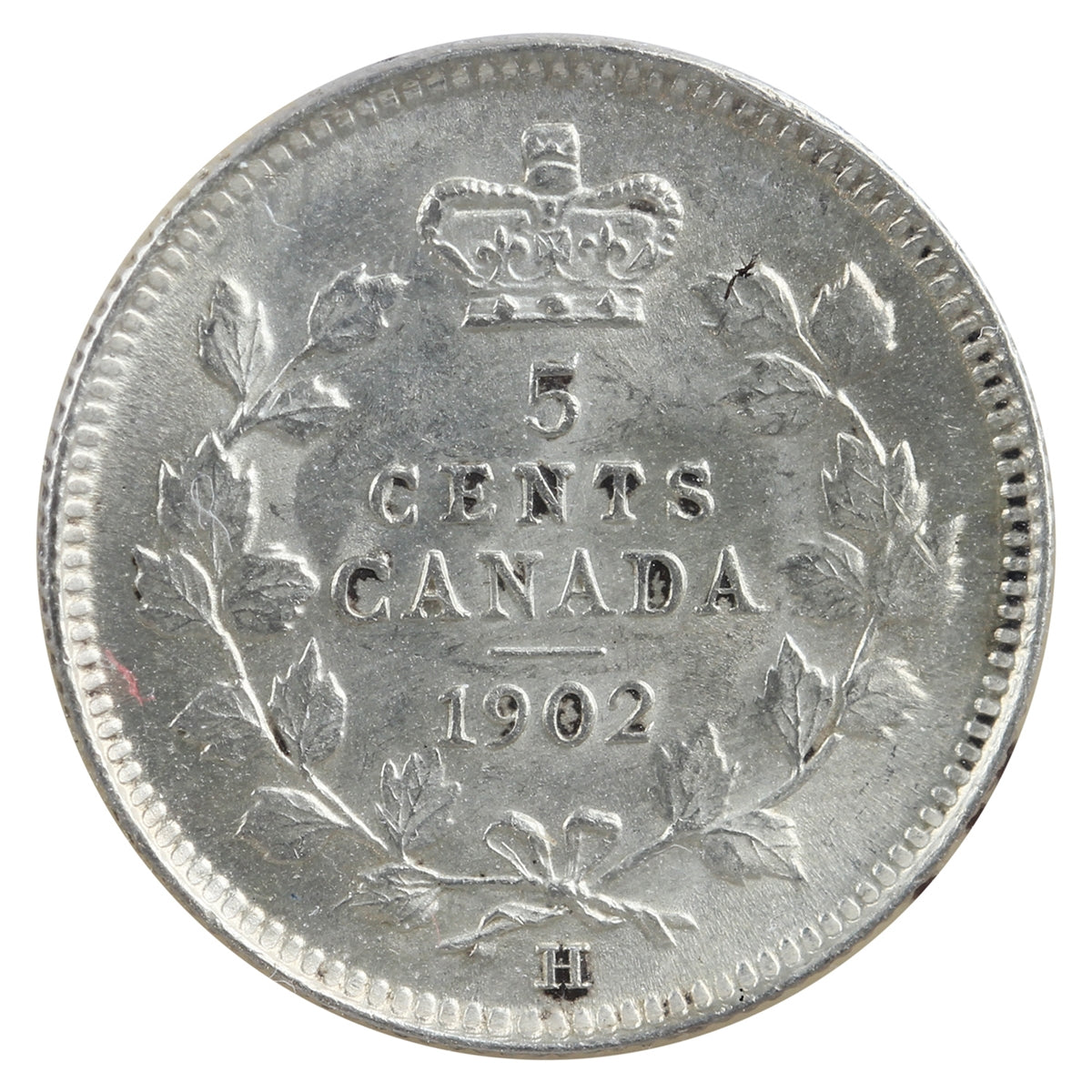 1902H Large H Canada 5-cents ICCS Certified MS65 (XVV 357)