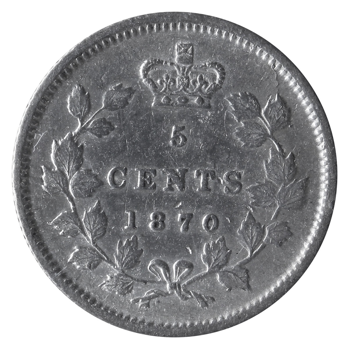 1870 Raised Border Canada 5-cents ICCS Certified VF30