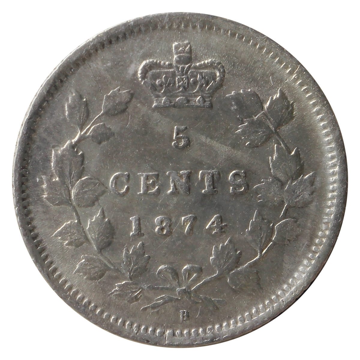 1874H Plain 4 Canada 5-cents ICCS Certified EF40