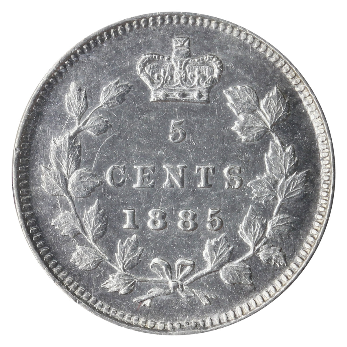 1885 Small 5 Canada 5-cents ICCS Certified EF45