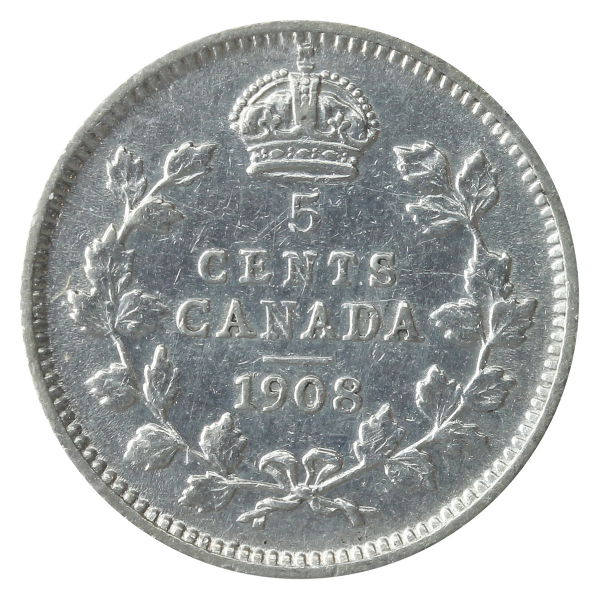1908 Large 8 Canada 5-cents ICCS Certified EF40