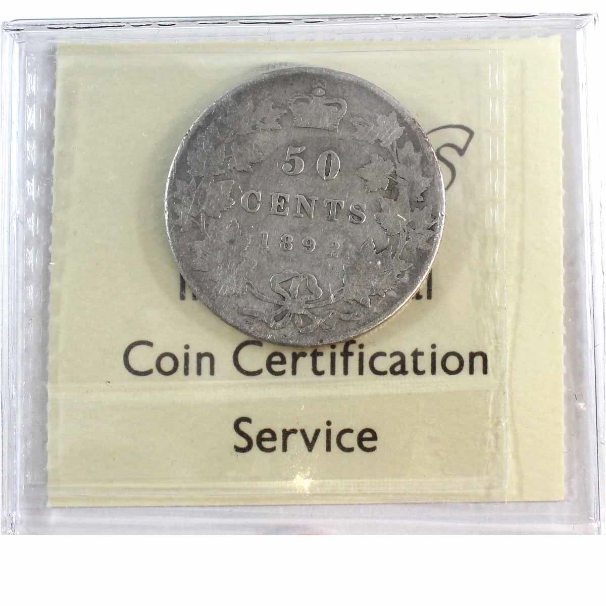 1892 Obv. 4 Canada 50-cents ICCS Certified G4