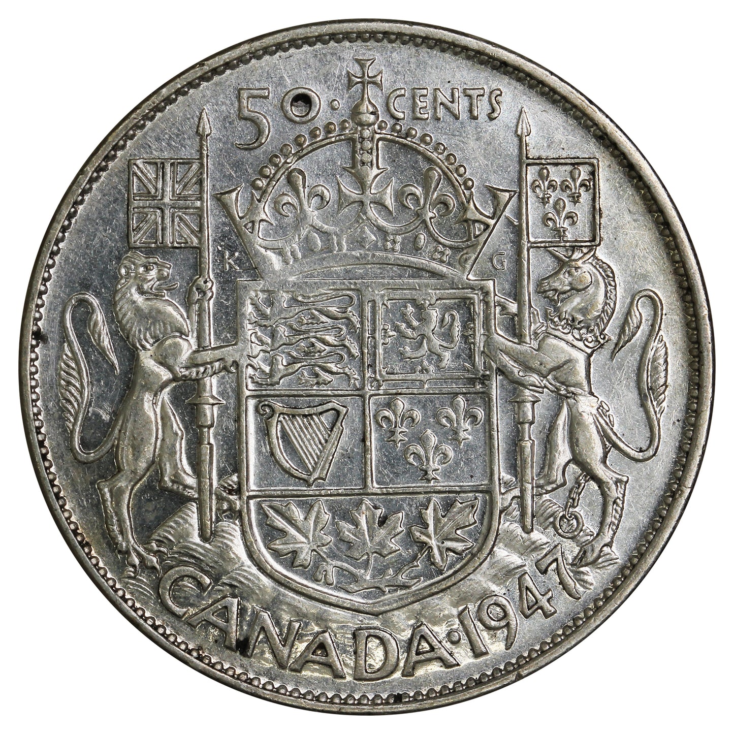 1947 Curved 7 Canada 50-cents VF-EF (VF30)