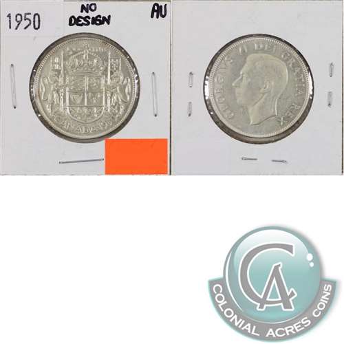 1950 No Design Canada 50-cents Almost Uncirculated (AU50) $
