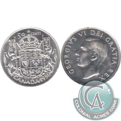 1950 No Design Canada 50-cents UNC+ (MS62) $