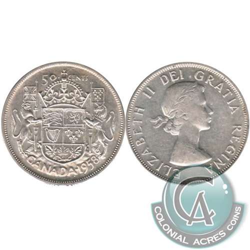 1958 Dot Canada 50-cents Extra Fine (EF40)