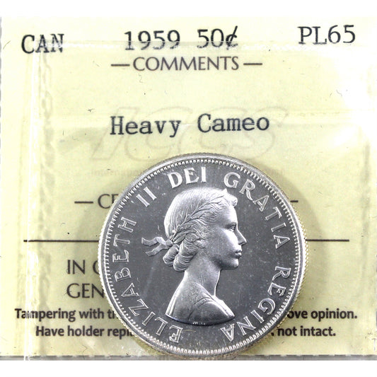 1959 Canada 50-cents ICCS Certified PL65 Heavy Cameo