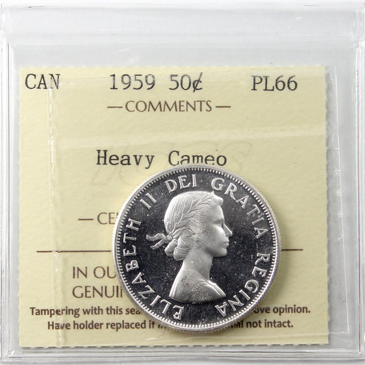 1959 Canada 50-cents ICCS Certified PL66 Heavy Cameo