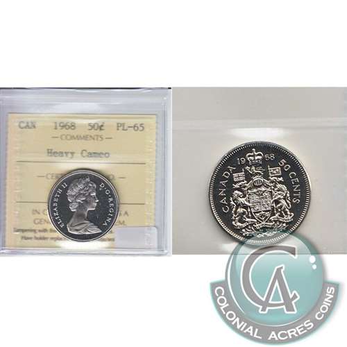 1968 Canada 50-cents ICCS Certified PL65 Heavy Cameo