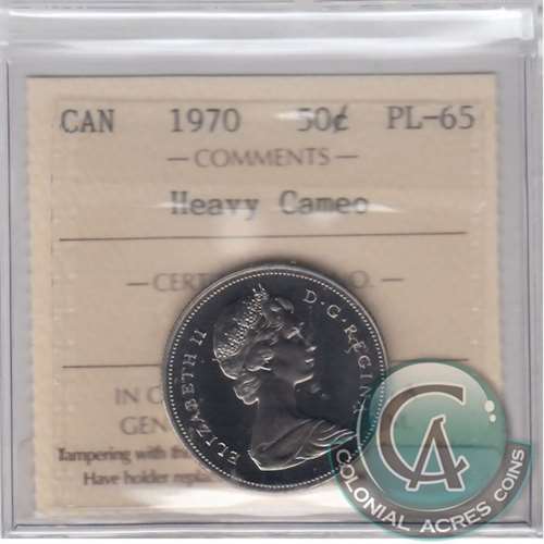 1970 Canada 50-cents ICCS Certified PL65 Heavy Cameo
