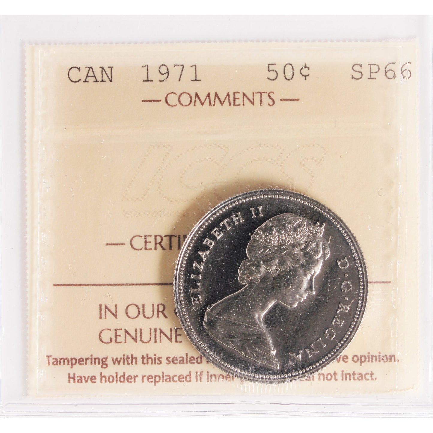 1971 Canada 50-cents ICCS Certified SP66