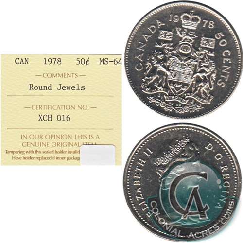 1978 Round Jewels Canada 50-cents ICCS Certified MS64
