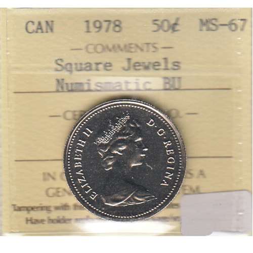 1978 Square Jewels Canada 50-cents ICCS Certified MS67 Numismatic BU