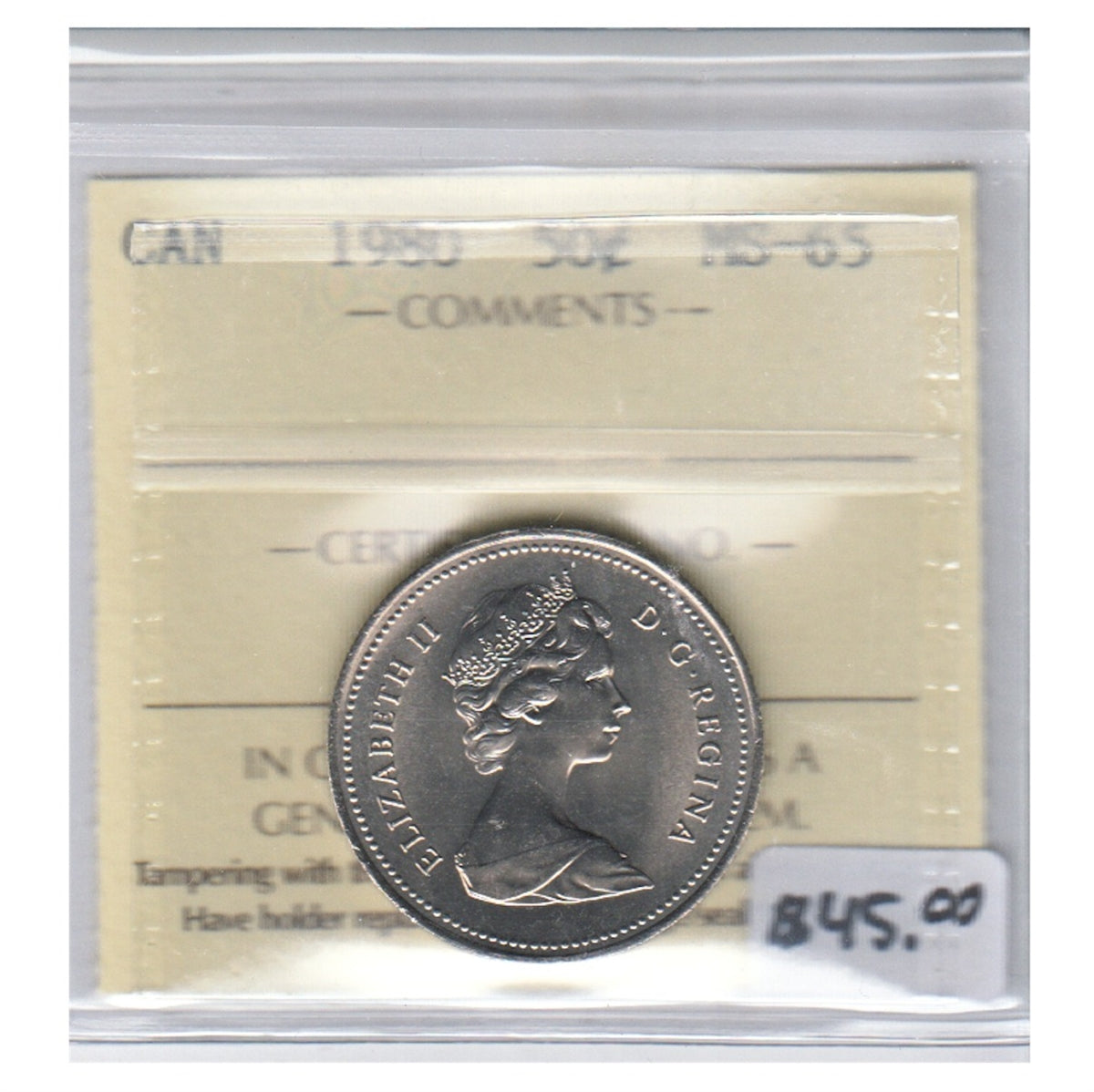 1980 Canada 50-cents ICCS Certified MS65
