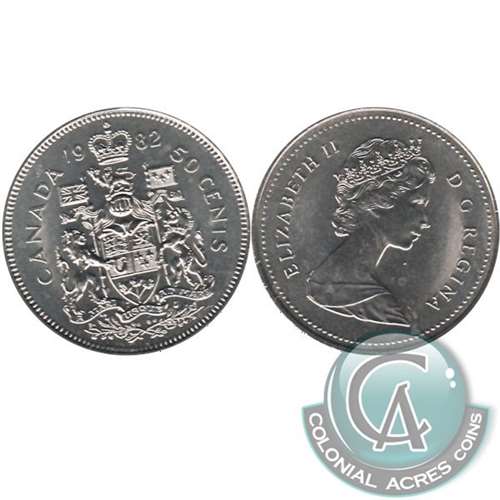 1982 Small Beads Canada 50-cents Choice Brilliant Uncirculated (MS64) $