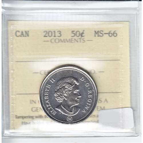 2013 Canada 50-cents ICCS Certified MS66