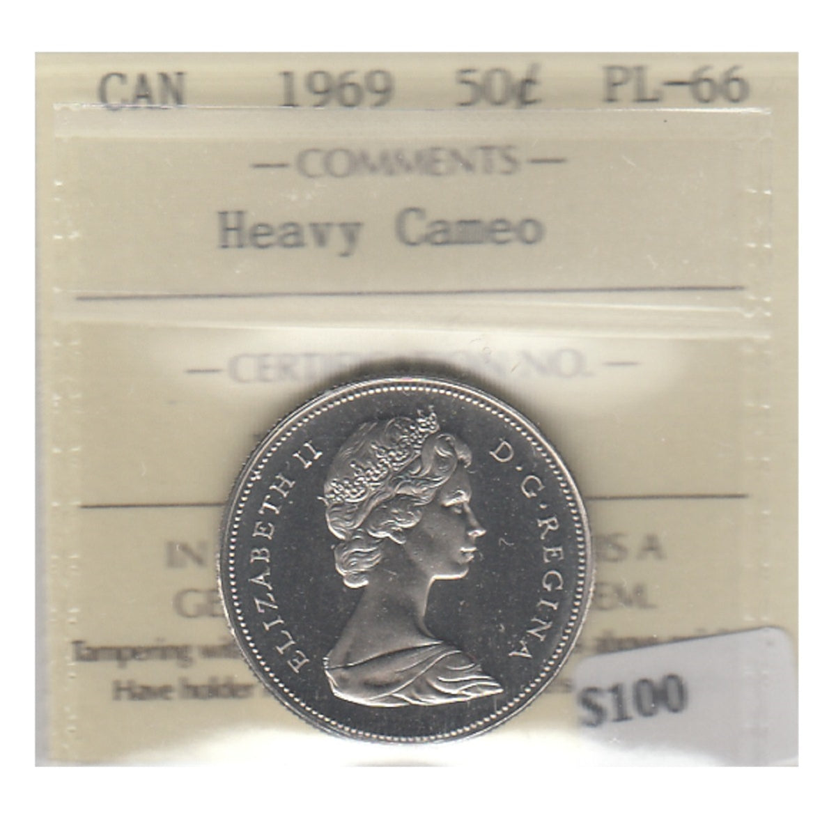 1969 Canada 50-cents ICCS Certified PL66 Heavy Cameo